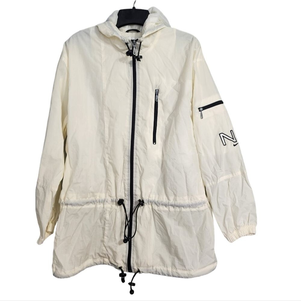 Nike Vintage 90s Full Zip Embroidered Logo Windbreaker Jacket White Tag M